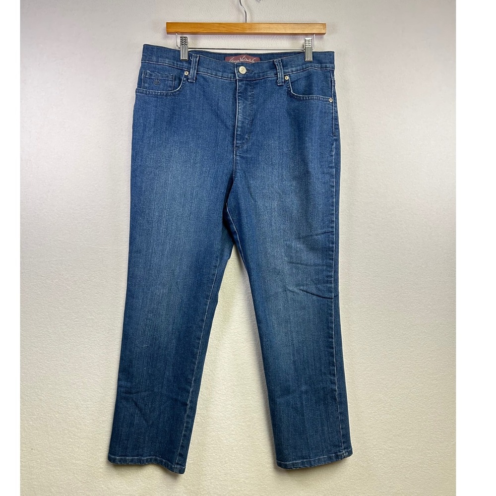 Gloria Vanderbilt‎ Amanda Petite Womens Jeans Blue Denim Straight Leg Size 14P